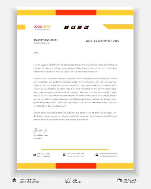 PSD psd modern business letterhead template