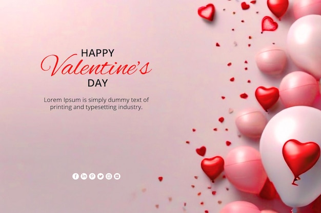 PSD modern and clean happy valentines day background