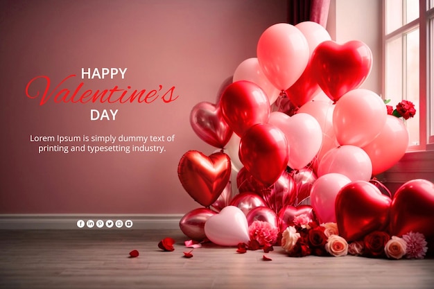 PSD modern and clean happy valentines day background