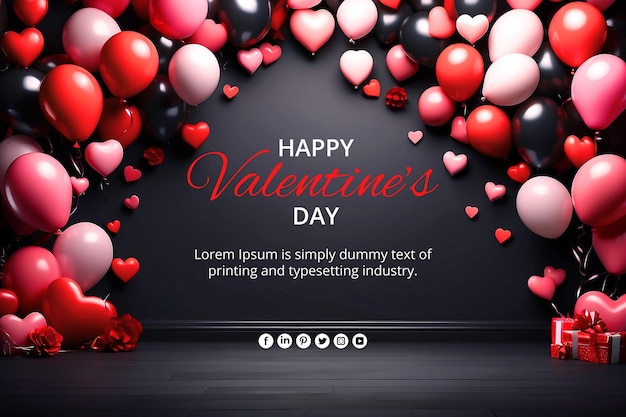 PSD modern and clean happy valentines day background