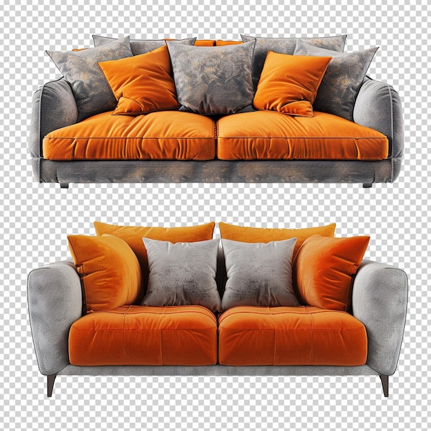 PSD modern cute sofa isolated on transparent background