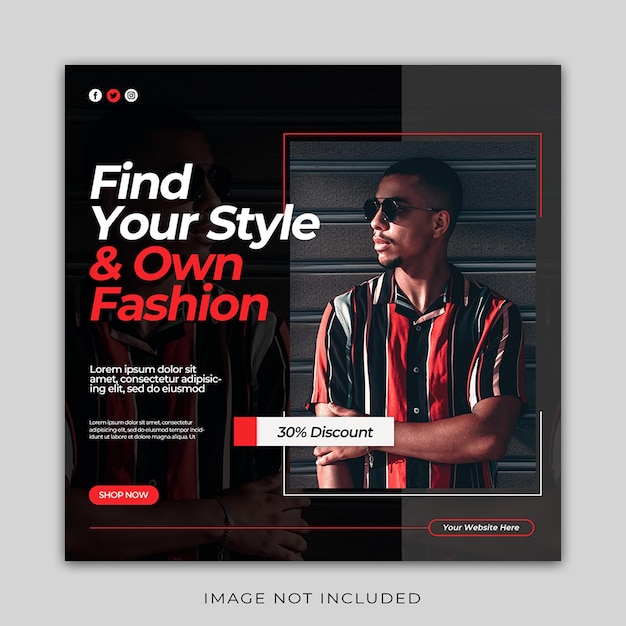 PSD modern simple fashion social media template premium