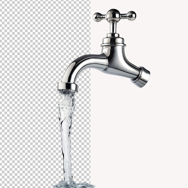 PSD of a modern steel faucet in the kitchen on transparent background