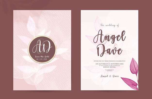 PSD psd modern watercolor floral wedding invitation with elegant and classic design