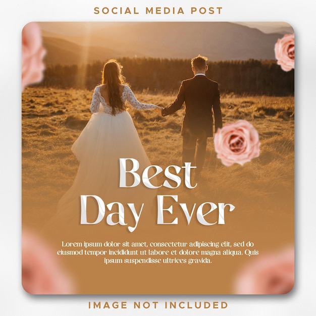 PSD modern wedding social media post template