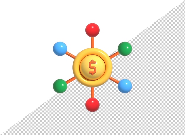 PSD Money network comic bubble icon 3d render illustration