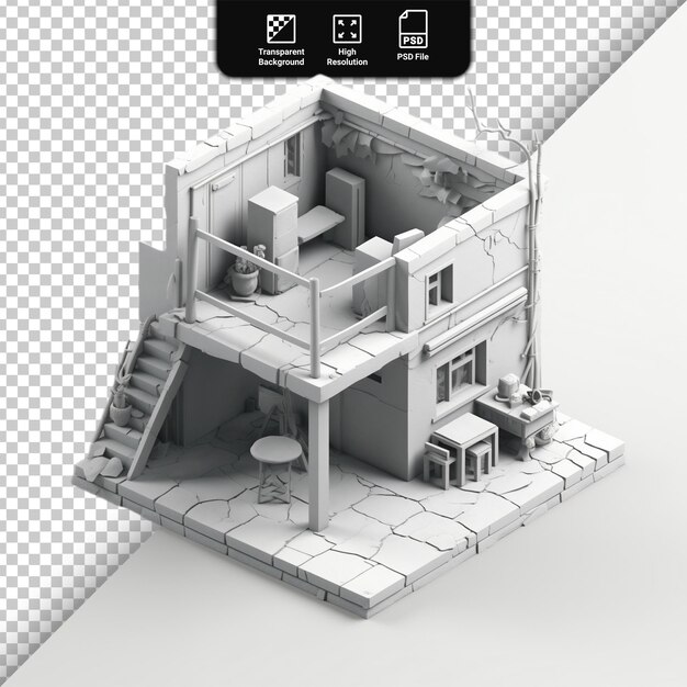 PSD psd monochrome house isolated on transparent background