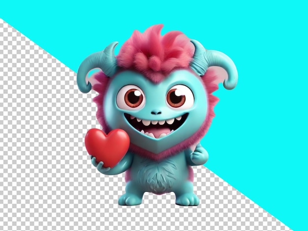 psd of a monster holding heart