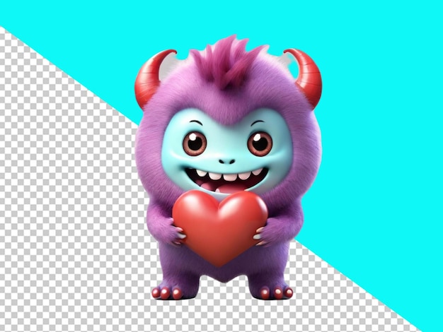 psd of a monster holding heart