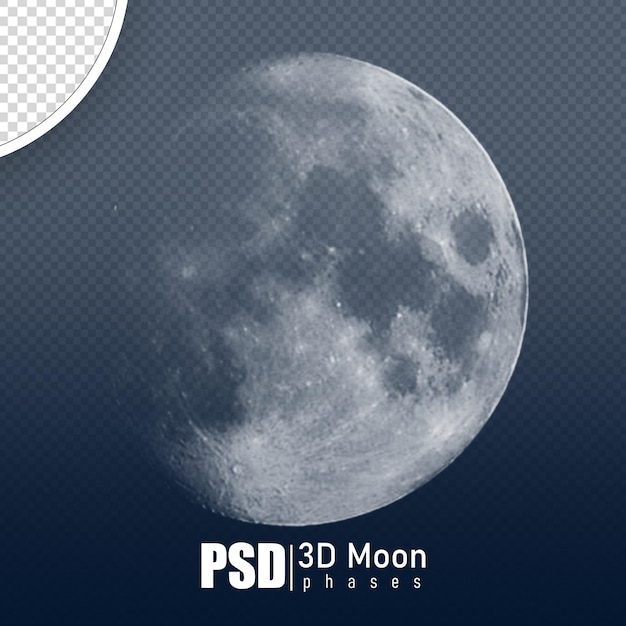 PSD moon phases 3d render realistic with no background