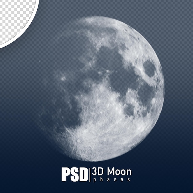 PSD moon phases 3d render realistic with no background