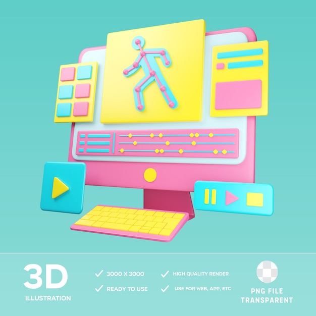 PSD motion graphic 3D Illustration