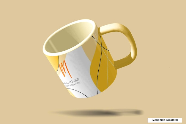 PSD psd mug on yellow background mock up