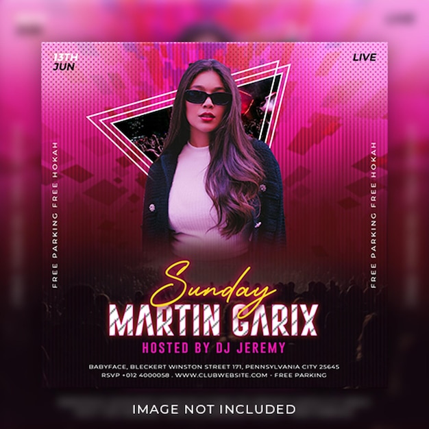 PSD music club night party flyer and social media post web banner template