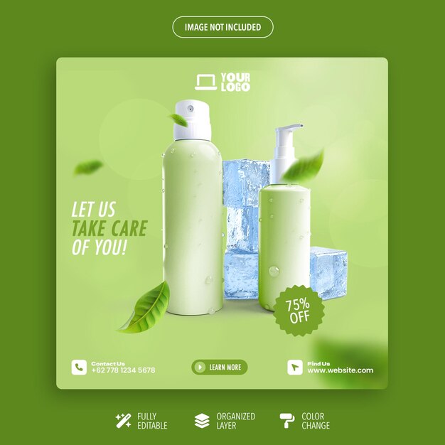 PSD natural cosmetics Instagram post template and social media post