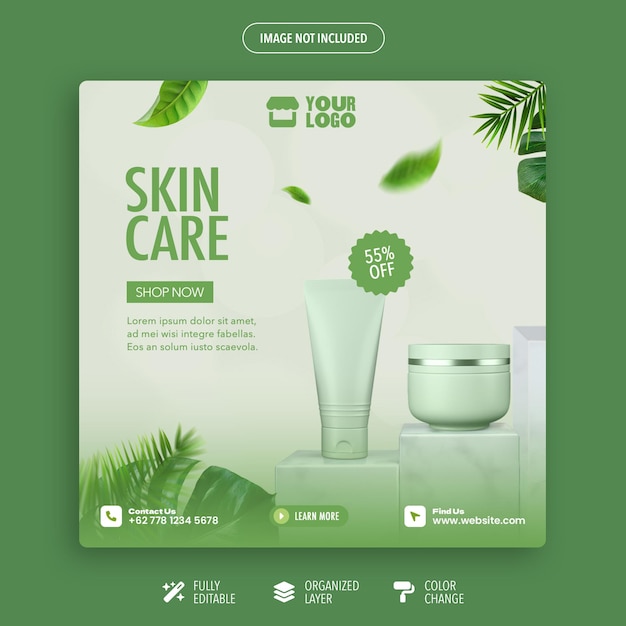 PSD natural cosmetics Instagram post template