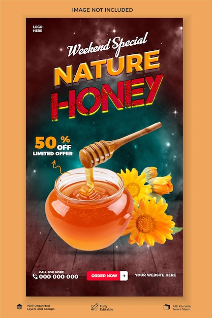 PSD psd nature honey instagram and facebook story template