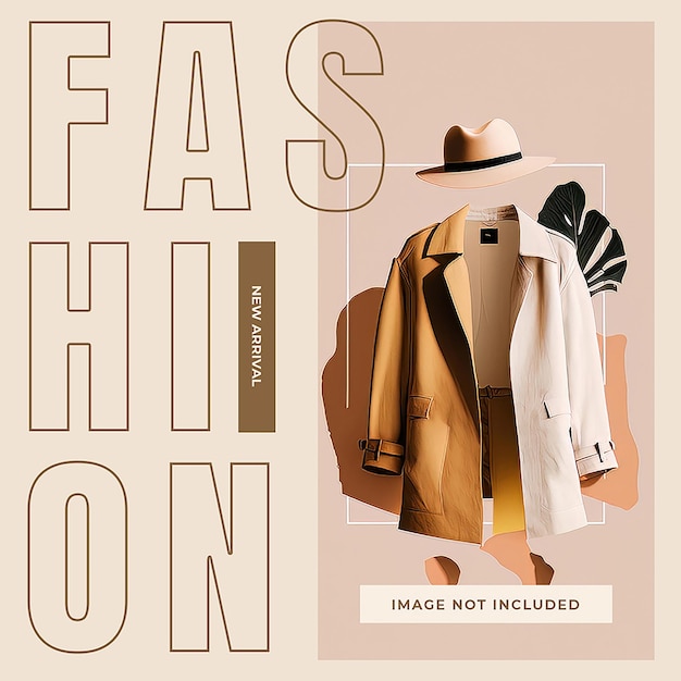 PSD New arrival fashion on brown background instagram post template