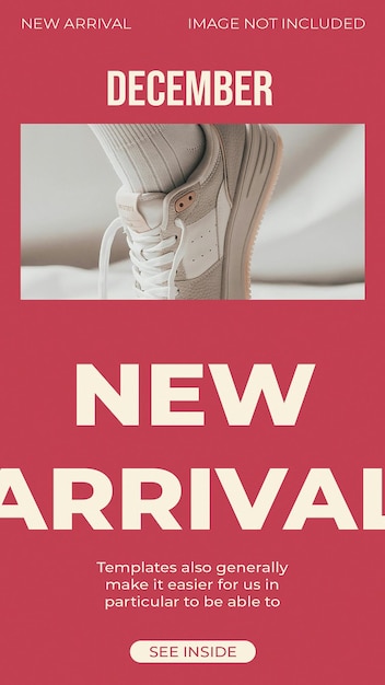 PSD New arrival shoes with red background instagram stories template