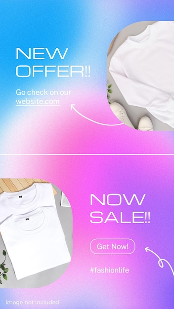 PSD New offer sale with gradient background instagram stories template