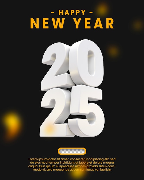 PSD psd new year 3d 2025 white