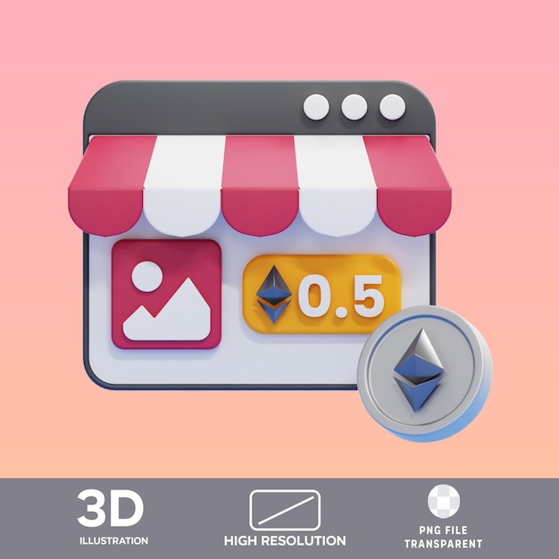 PSD psd nft marketplace 3d illustration