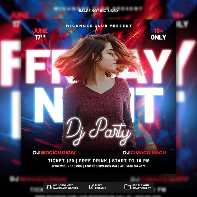 PSD night party flyer template