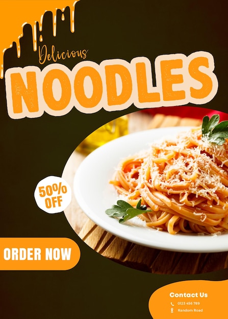 PSD Noodles menu food template for social media