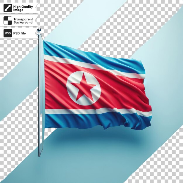 PSD North Korea country flag waving on transparent background with editable mask layer