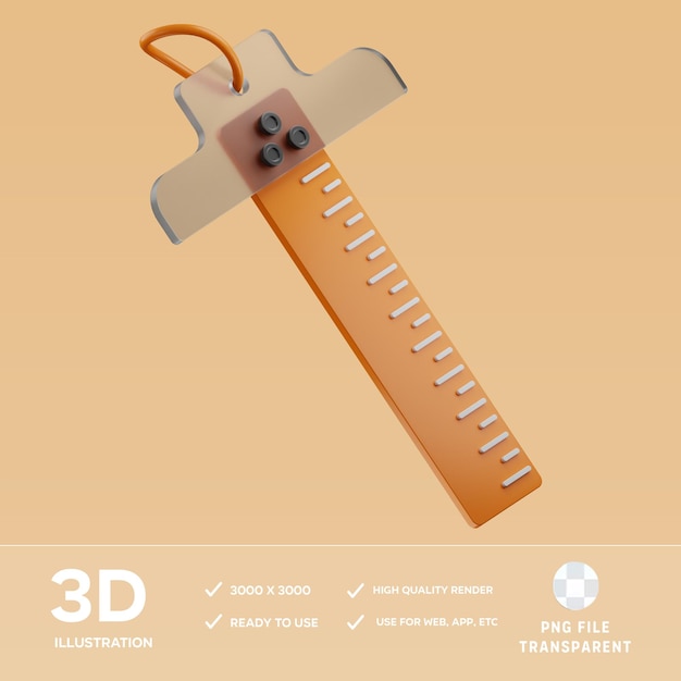 PSD Office Ruler 3D Illustration