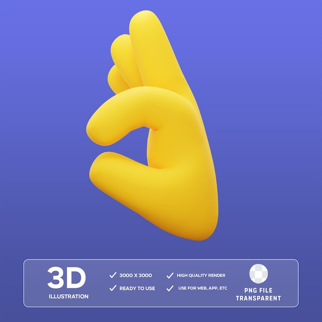 PSD Ok Hand 3D illustration