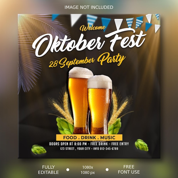 Psd oktoberfest social media promotion square banner template