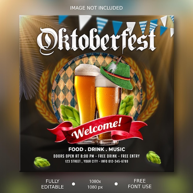 Psd oktoberfest social media promotion square banner template