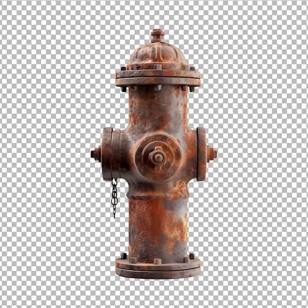 PSD old rusty fire hydrant isolated on transparent background