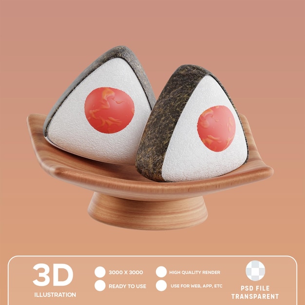 PSD psd onigiri 3d illustration