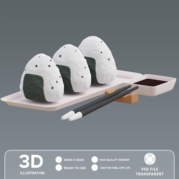 PSD psd onigiri 3d illustration