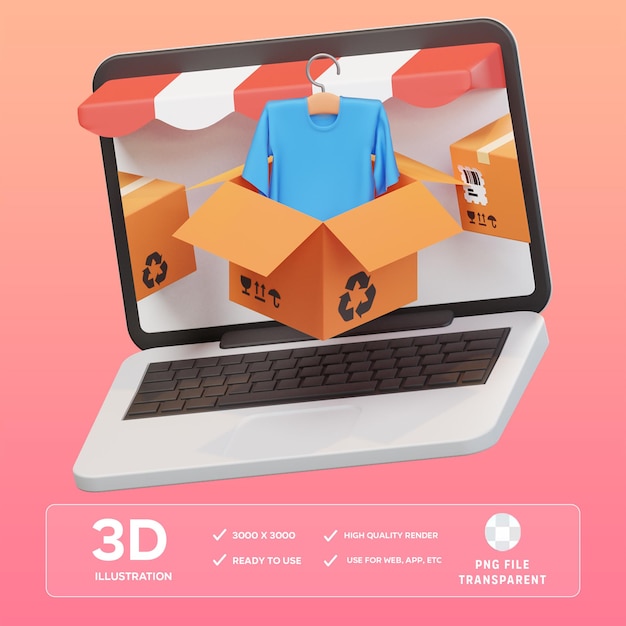 PSD psd online cloth shopping 3d illustration