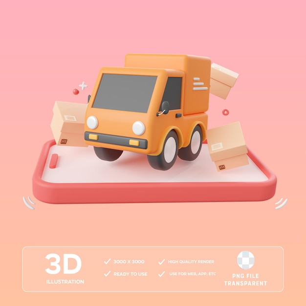 PSD online delivery service 3D Illustration