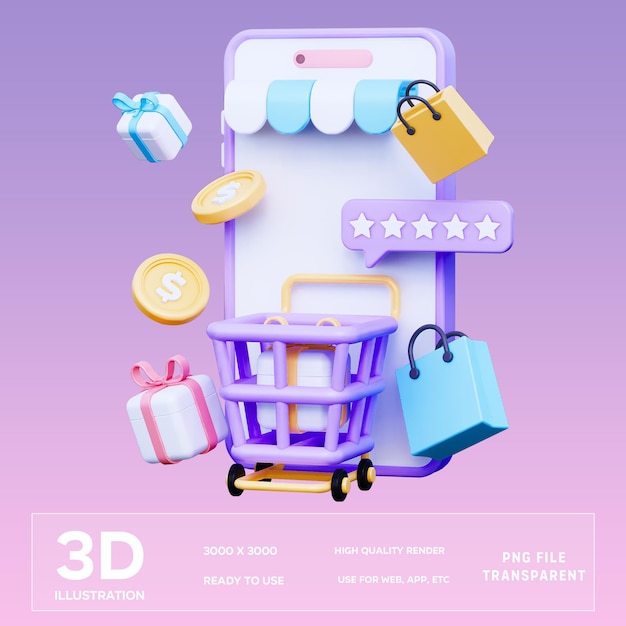 PSD psd online shop 3d illustration