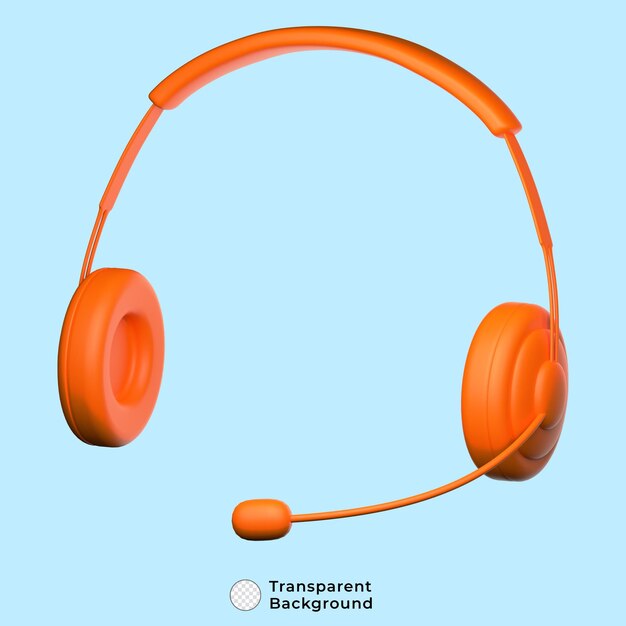 PSD psd orange headphone with microphone 3d illustration