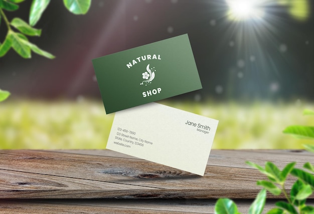 PSD organic business card mockup