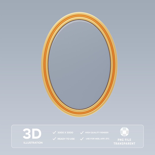 PSD Oval Mirror 3D Illustration