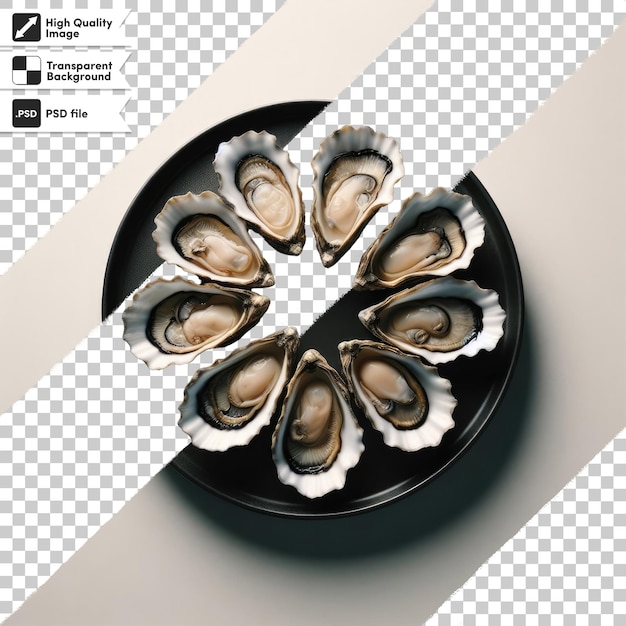 PSD psd oysters with lemon on transparent background with editable mask layer