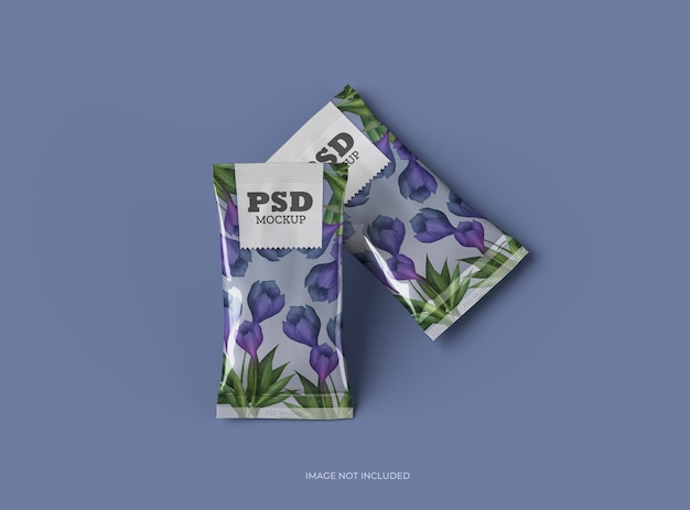 PSD psd packaging template for pillow food snack bag isolated on transparent background 3d render