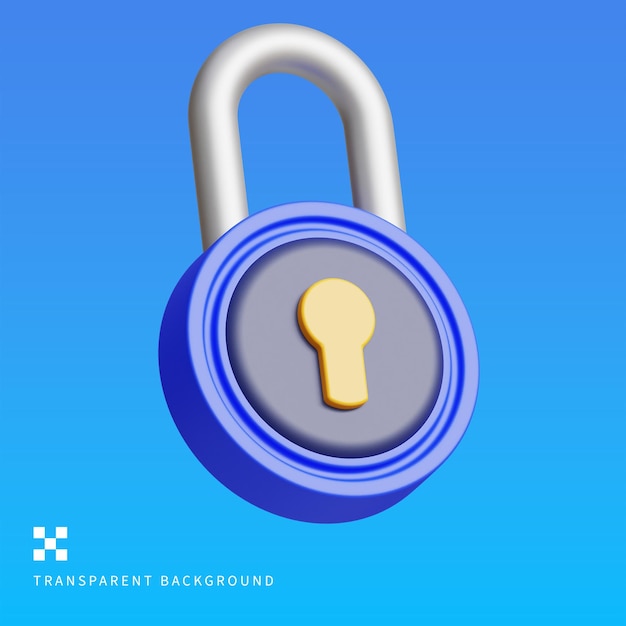 PSD padlock 3D illustration