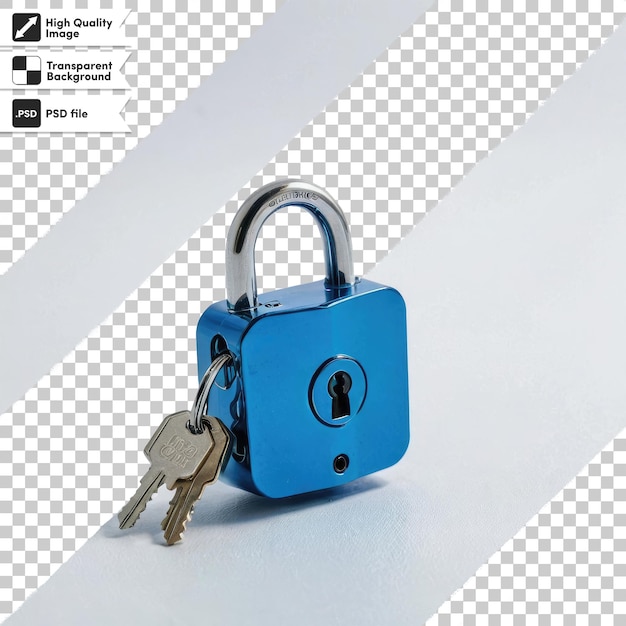 PSD padlock and key on transparent background with editable mask layer