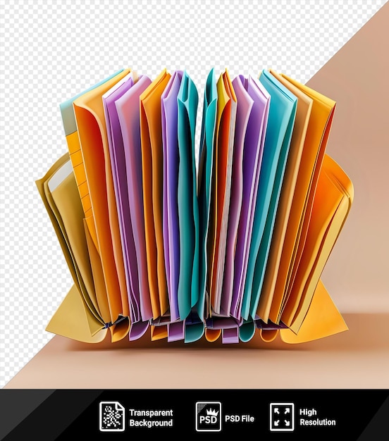 psd papers organized in separate folders against a pink wall with a yellow box in the foreground png