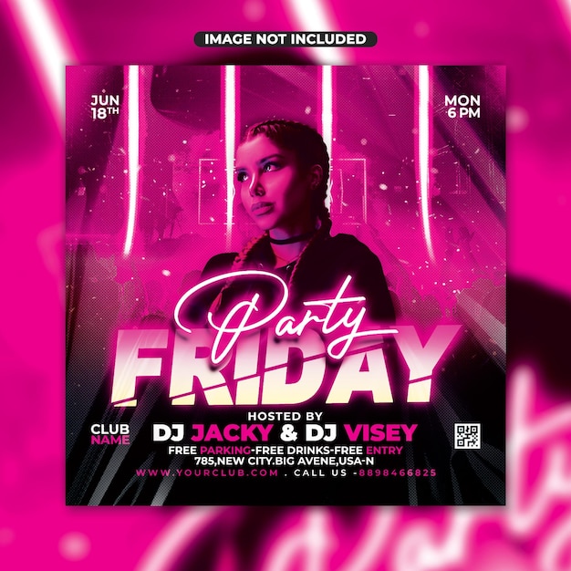 PSD party night club flyer design template