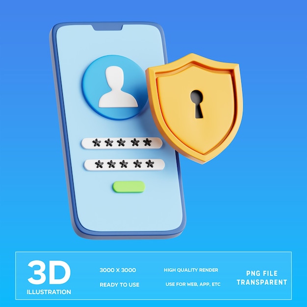 PSD Password Security 3D Illustration