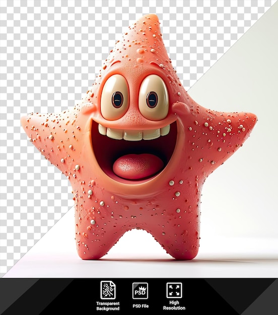 psd patrick star shaped object with an open mouth and white teeth